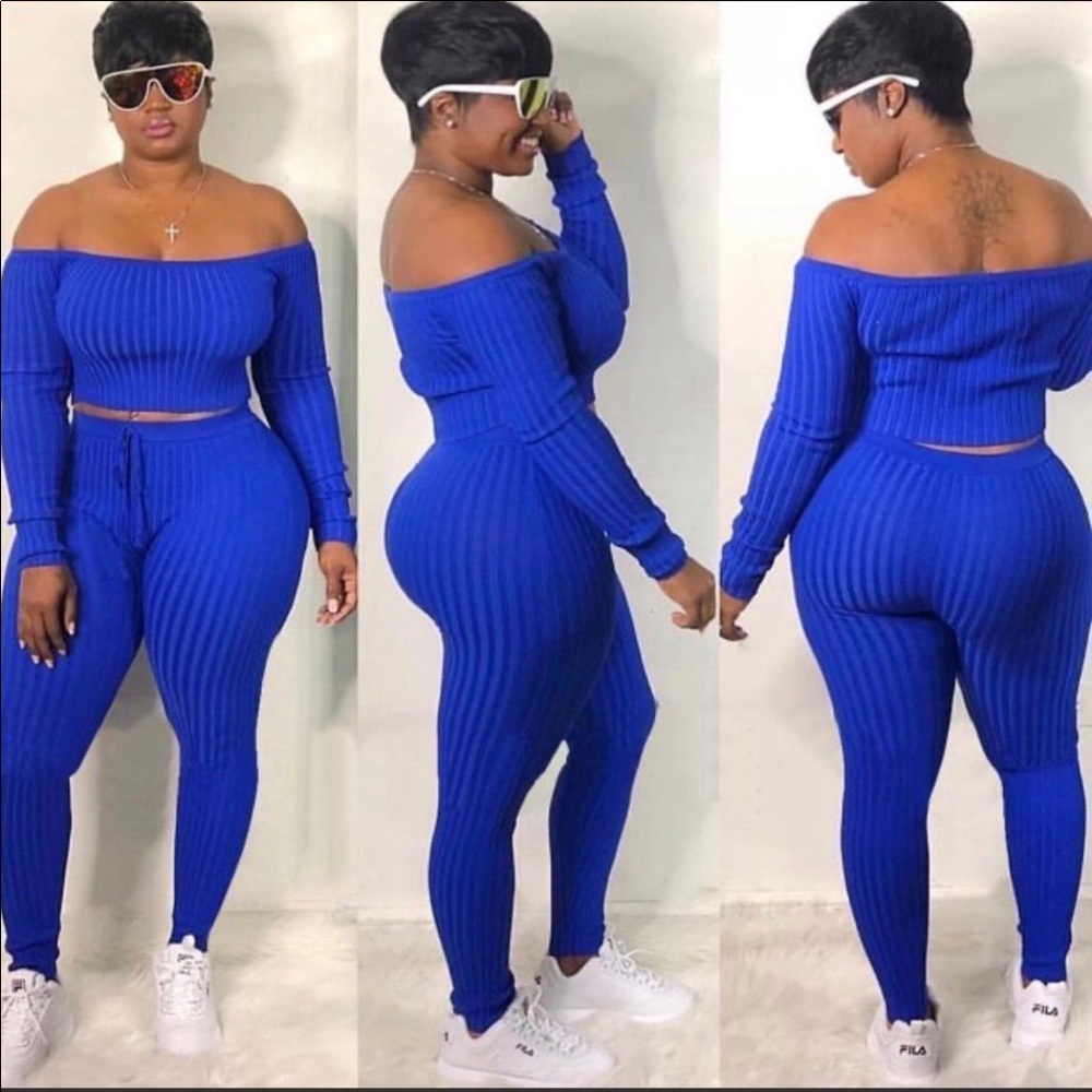 Cute Ribbed Cropped Top/Legging Set